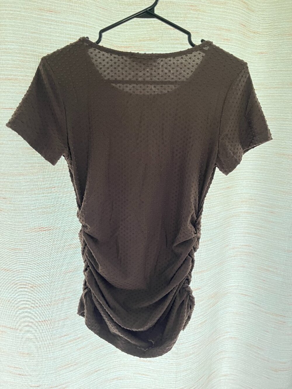 Ekouaer Brown Side Ruched Blouse Reg$20 Womens Small (213)